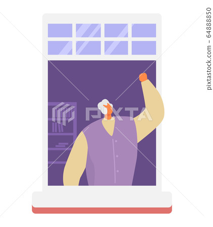 Neighbors people in window vector illustration, cartoon active man woman or couple characters live in neighboring home apartments set Neighbors people in window vector illustration, cartoon active man woman or couple characters live in neighboring home apartments set 64888850