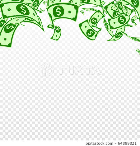 American dollar notes falling. Messy USD bills on  64889821