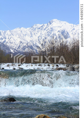 白馬溫泉：從松川看到的北阿爾卑斯山 64890531