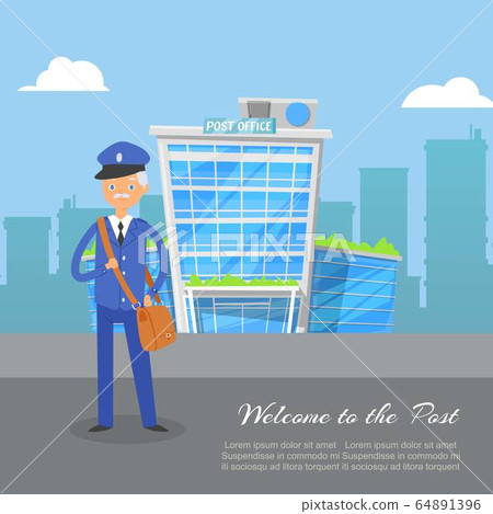 Post office service with postman with postage... - Stock Illustration  [64891396] - PIXTA