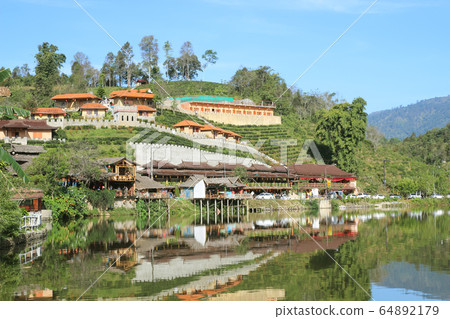 Ban Rak Thai villages with Reflection Lake In Mae Ban Rak Thai villages with Reflection Lake In Mae 64892179