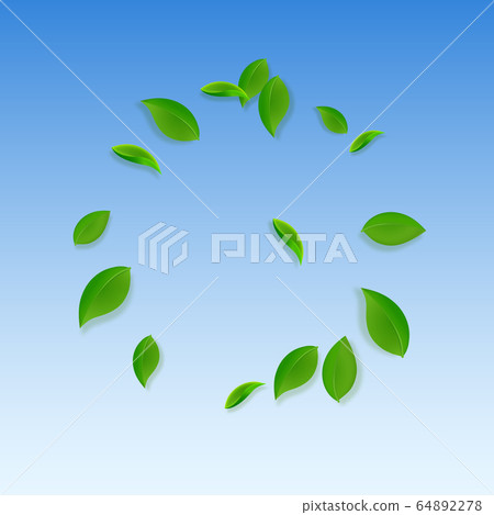 Falling green leaves. Fresh tea chaotic leaves fly Falling green leaves. Fresh tea chaotic leaves fly 64892278