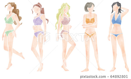 Lingerie model 5 people image illustration 64892801