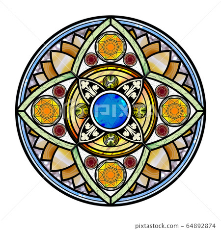 Circular pattern stained glass - Stock Illustration [64892874] - PIXTA