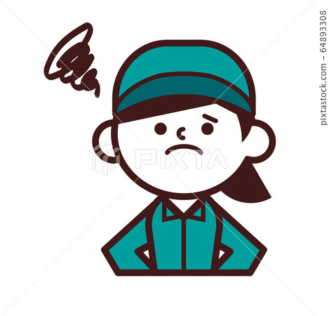 Person work clothes work clothes female upper body dissatisfied anxiety puzzled Person work clothes work clothes female upper body dissatisfied anxiety puzzled 64893308
