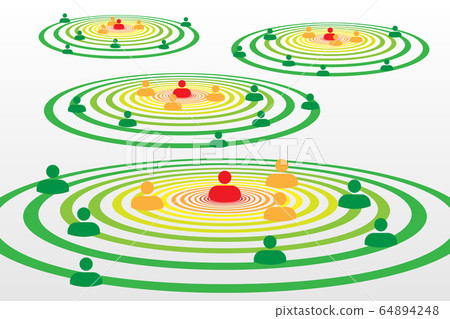 People silhouette symbols in concentric circles concept with Covid-19 contact tracing system 64894248