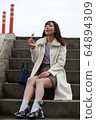 Beautiful Osaka woman eating model photo: Mitarashi Dango 64894309