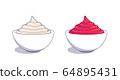 Sauce dip in bowls. Red and white. 64895431