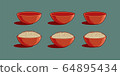 Rice bowls in asian style. Vector set. 64895434