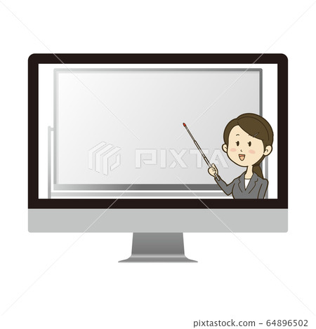 A Woman In A Suit Giving A Seminar Remotely A Stock Illustration 64896502 Pixta