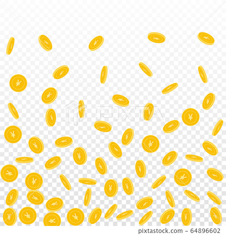 Chinese yuan coins falling. Scattered sparse CNY c Chinese yuan coins falling. Scattered sparse CNY c 64896602