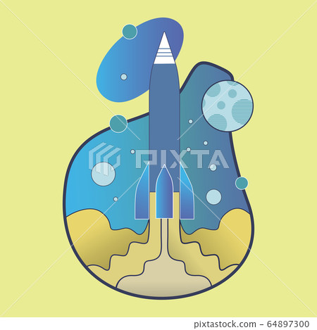 Concept rocket launch. Space travel to the moon. Project start up and development process. 64897300