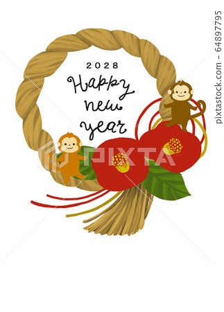 2028新年賀卡模板新年快樂新年賀卡猴年猴年猴年猴年2028 64897795