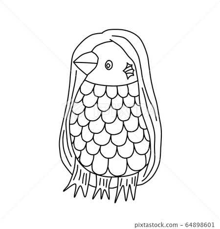 Amabie Java Sparrow Illustration Material Coloring Monochrome Amabie Java Sparrow Illustration Material Coloring Monochrome 64898601