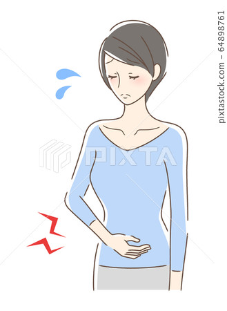 Woman who is worried about stomach Woman who is worried about stomach 64898761