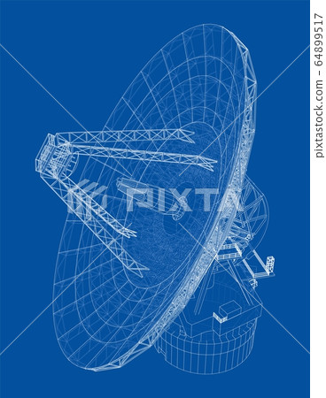 Radio Telescope concept outline. Vector Radio Telescope concept outline. Vector 64899517