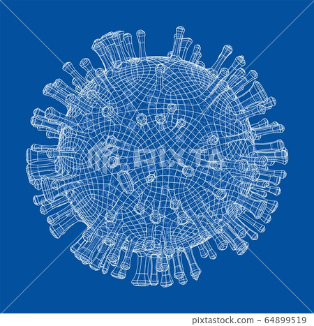 Vector wire-frame model of a virus Vector wire-frame model of a virus 64899519