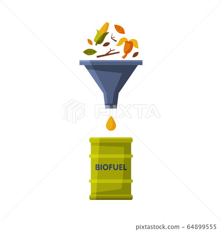 Biomass Proceeding at Biofuel, Green Energy, Alternative Power Flat Vector Illustration Biomass Proceeding at Biofuel, Green Energy, Alternative Power Flat Vector Illustration 64899555