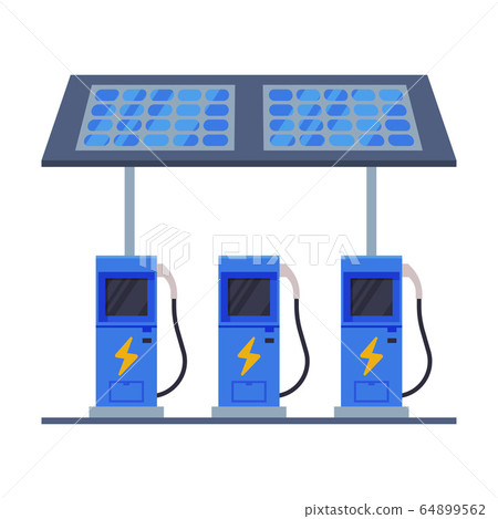 Electric Cars Charging Station wuth Solar Panels, Eco Transport Concept Flat Vector Illustration Electric Cars Charging Station wuth Solar Panels, Eco Transport Concept Flat Vector Illustration 64899562