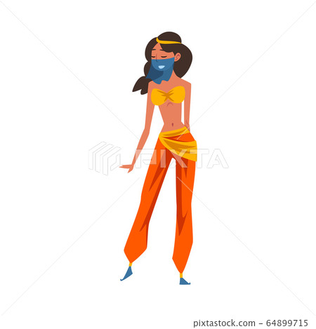 Beautiful Arabian Princess in Traditional Clothes, Oriental Fairy Tale Cartoon Character Vector Illustration Beautiful Arabian Princess in Traditional Clothes, Oriental Fairy Tale Cartoon Character Vector Illustration 64899715
