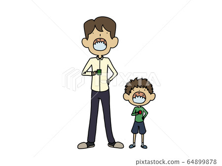 父母和孩子在漱口 64899878