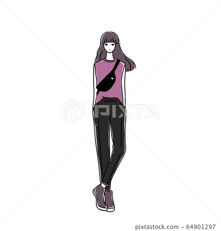 Woman with long hair (summer clothes) 64901297