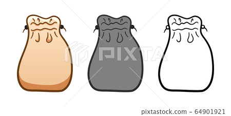 Cartoon, simple and outline style textile tied eco sacks set Cartoon, simple and outline style textile tied eco sacks set 64901921