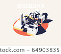 isometric illustration vector graphic design concept of Shibuya, Tokyo, Japan 64903835