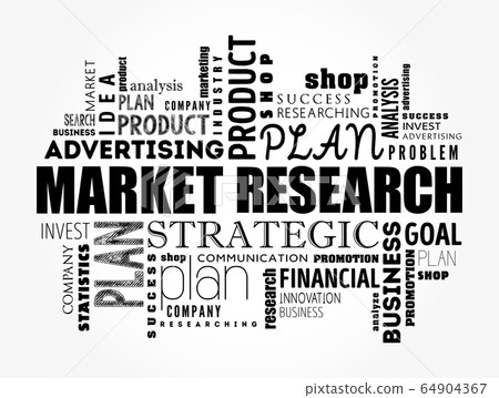 Market research word cloud collage 64904367
