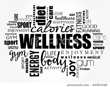 Wellness word cloud collage Wellness word cloud collage 64904386
