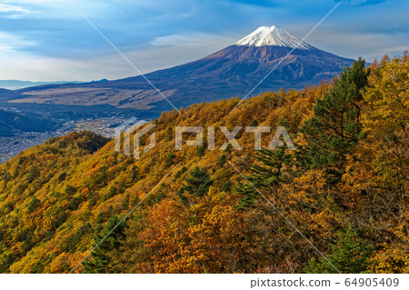 Mitsutoge's autumn leaves and Mt. Fuji 64905409