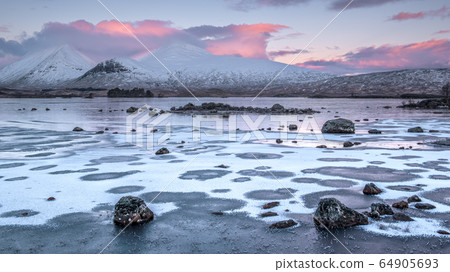 First light on a frozen Lochan na h-achlaise First light on a frozen Lochan na h-achlaise 64905693