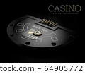3d Rendering of Black Jack table with a play carts and chip, clipping path included 64905772