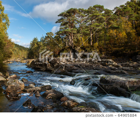 River Affric flowing through the glen in autumn River Affric flowing through the glen in autumn 64905884