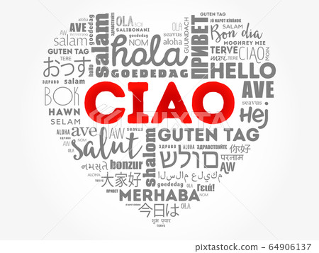 Ciao (Hello Greeting in Italian) heart word cloud 64906137