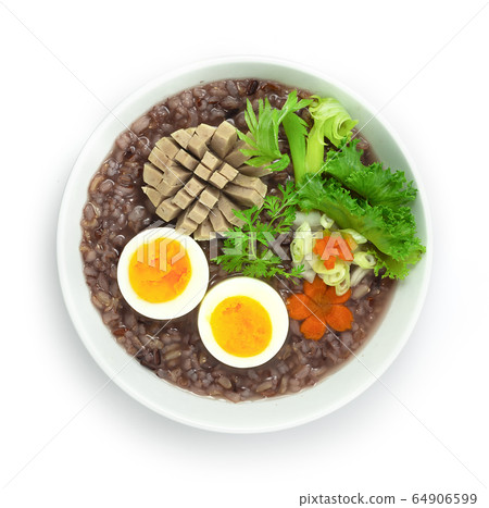 Rice Porridge Served Boiled Egg and Vietnames Rice Porridge Served Boiled Egg and Vietnames 64906599