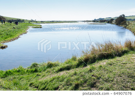 View of Cuckmere river, South Downs National Park, near Seaford and Eastbourne,East Sussex View of Cuckmere river, South Downs National Park, near Seaford and Eastbourne,East Sussex 64907076