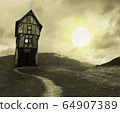 Halloween background with old house 64907389