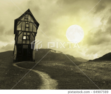Halloween background with old house 64907389