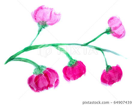 Drawing a flower with gouache. 64907439