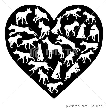 Great Dane Dog Heart Silhouette Concept Great Dane Dog Heart Silhouette Concept 64907730