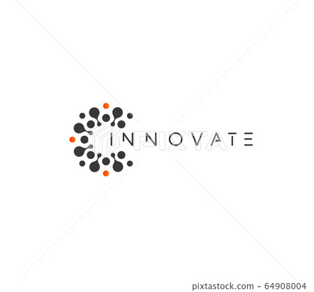 Innovate technology startup logo concept, round emblem, solution symbol, isolated vector logotype on white background 64908004
