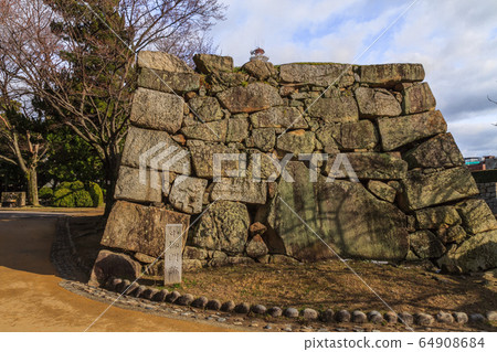 Landscape of the Midomon ruins of Hiroshima castle in winter Landscape of the Midomon ruins of Hiroshima castle in winter 64908684