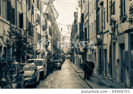 Rome cobblestone old street sepia 64908701