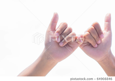 finger promise sign on white background with clipping path finger promise sign on white background with clipping path 64908846