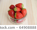 Strawberry, Glass Bowl, Food, Fruit. 64908888