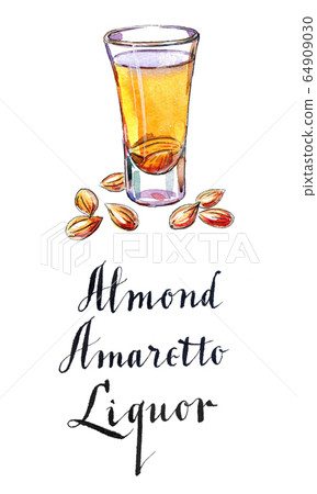 Wineglass of almond liquor amaretto 64909030