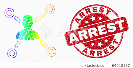 Vector Rainbow Colored Dotted User Links Icon and Grunge Arrest Stamp Seal Vector Rainbow Colored Dotted User Links Icon and Grunge Arrest Stamp Seal 64910187