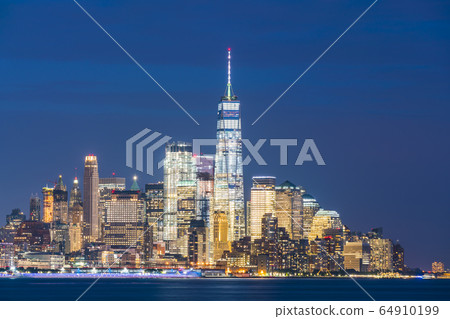 new york city skyline at night,new york,usa. 64910199