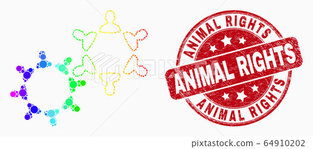 Vector Spectral Dotted User Collaboration Icon and Scratched Animal Rights Stamp Vector Spectral Dotted User Collaboration Icon and Scratched Animal Rights Stamp 64910202
